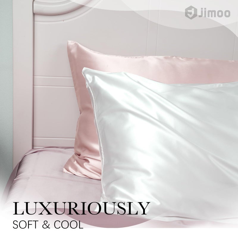 J JIMOO 100% Mulberry Silk Pillowcase for Hair and Skin, 22 Momme Pure Natural Silk Pillow Case Both Sided with Zipper, Pillow Cover for Women Mom Men (Light Pink, Queen 20''Ã—30'', 1 Pack) - Image 2